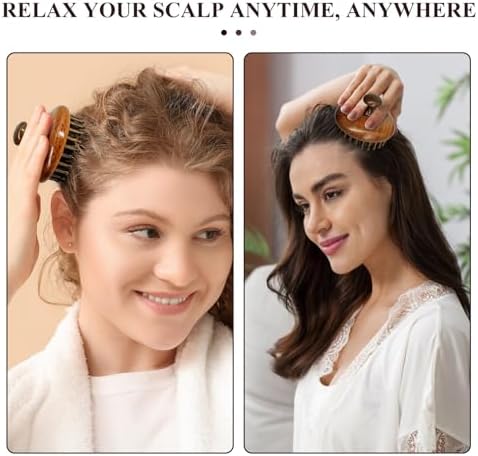 Masajeador de cuero cabelludo de madera para el crecimiento del cabello, cepillo de bambú para estimular la circulación, exfoliador natural - imagen 4