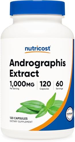 Cápsulas de Extracto de Andrographis Nutricost (1000mg) - Suplemento Vegetariano de Salud y Bienestar, 120 Cápsulas, 60 Porciones - imagen 1