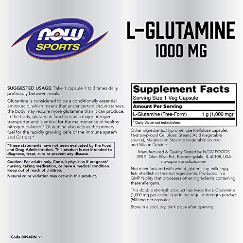 NOW Foods L-Glutamina 1,000 mg, 120 Cápsulas - imagen 2