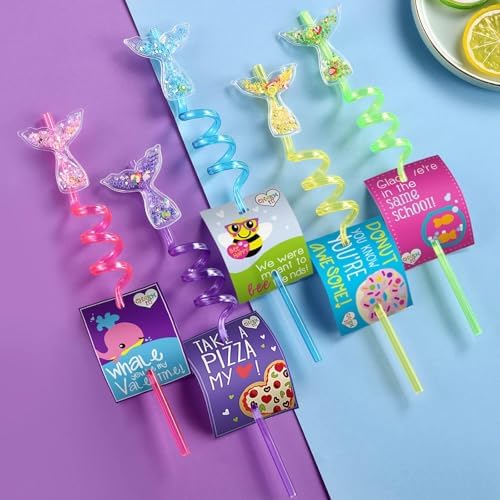 24 Popotes de Sirena Brillantes para Fiesta, Decoraciones de Cumpleaños Bajo el Mar, Incluye 2 Cepillos de Limpieza - imagen 3