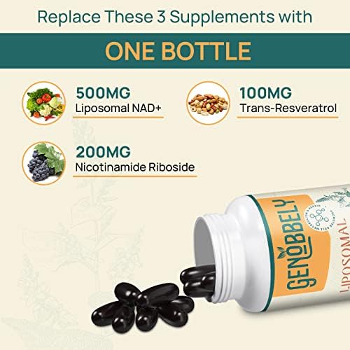 Suplemento Liposomal de NAD+ GENOBBELY 800 mg con Nicotinamida Ribósido 200 mg y Trans-Resveratrol 100 mg - 60 Días para Reparación del ADN y - imagen 3