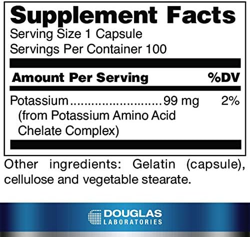 Douglas Laboratories Potasio 99 mg Quelado | Apoya Impulsos Nerviosos, Función Muscular Esquelética y Presión Arterial Normal | 100 Cápsulas - imagen 2