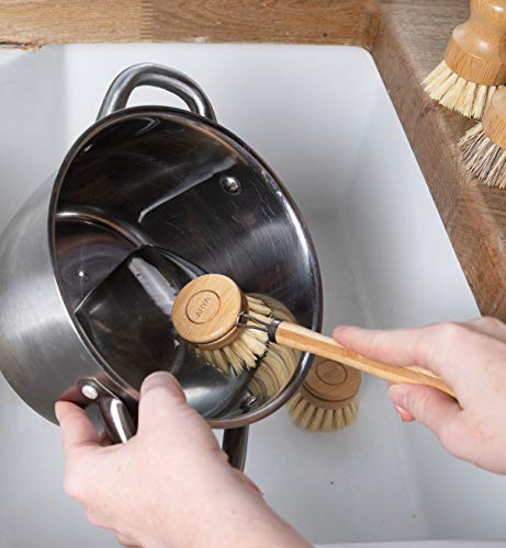 Set de Cepillos de Cocina ARYA | 4 Cepillos de Madera y 1 Cabezal de Repuesto | Bambú y Fibras Naturales | Alternativa Ecológica a Esponjas y - imagen 7