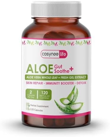 Cosynee Life Extracto de Hoja de Aloe Vera 300mg | 15% Acemannan y Bajo Aloína | 120 Cápsulas de Gel Orgánico para Piel, Inmunidad y Detox - imagen 1