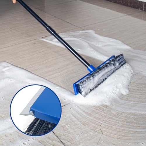Escoba de Doble Función de 16 Pulgadas con Mango de 58 para Limpieza de Patio, Garaje y Concreto (Azul) - imagen 3
