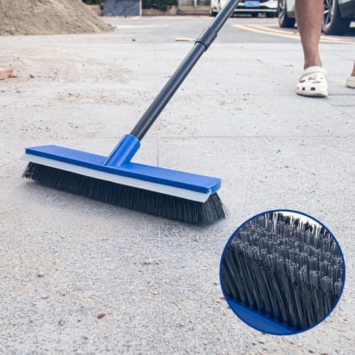 Escoba de Doble Función de 16 Pulgadas con Mango de 58 para Limpieza de Patio, Garaje y Concreto (Azul) - imagen 5