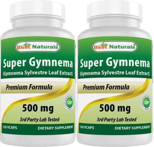 Extracto de Gymnema Sylvestre 500 mg 120 Cápsulas Vegetarianas - Mínimo 25% Ácido Gimnémico (Paquete de 2) - Best Naturals - imagen 1