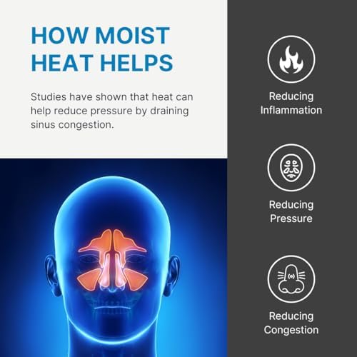 Máscara de Alivio para Senos Nasales - Calor Húmedo para Presión por Alergias - Paquete Frío o Caliente - Máscara de Sueño con Peso, Regalos de Spa, - imagen 5