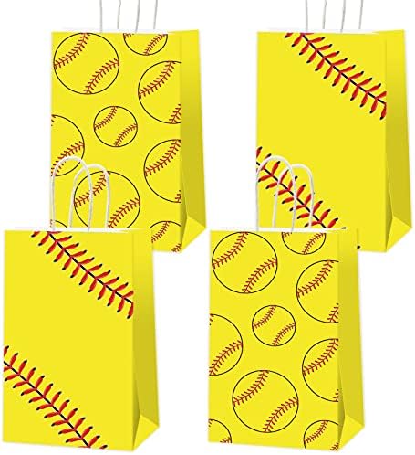 Bolsas de Regalo para Fiesta de Softball - 16 Piezas, Bolsas de Kraft para Snacks y Sorprendentes Decoraciones de Cumpleaños Temáticas de Deportes - imagen 1