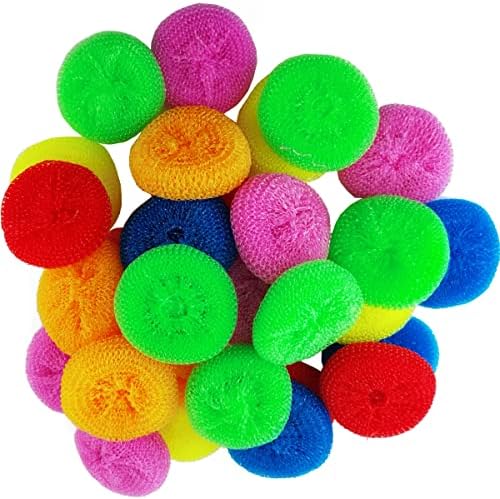 NSBELL 30PCS Estropajos de Plástico para Trastes, Estropajos Redondos de Nylon, Almohadillas de Limpieza sin Rayar - imagen 1