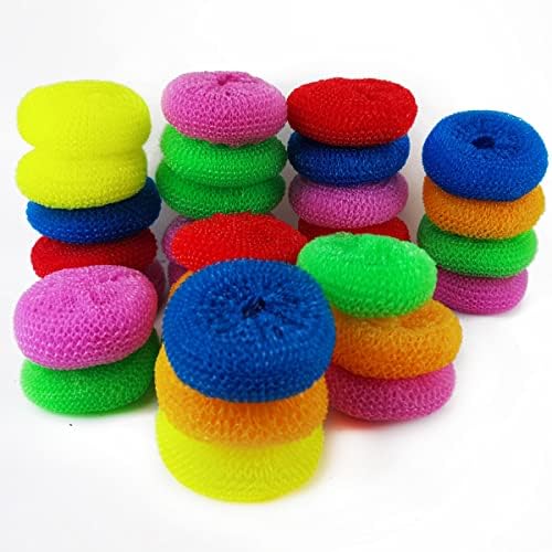 NSBELL 30PCS Estropajos de Plástico para Trastes, Estropajos Redondos de Nylon, Almohadillas de Limpieza sin Rayar - imagen 3