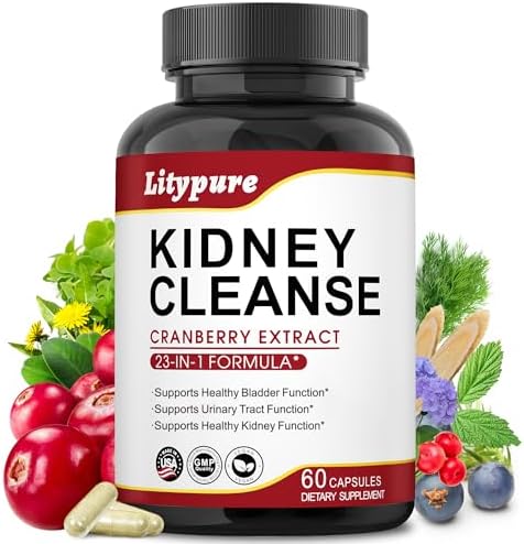 Litypure 23 en 1 Detox y Reparación de Riñones con Extracto de Arándano 50:1 | Fórmula Botánica para la Salud del Tracto Urinario | 60 Cápsulas - imagen 1