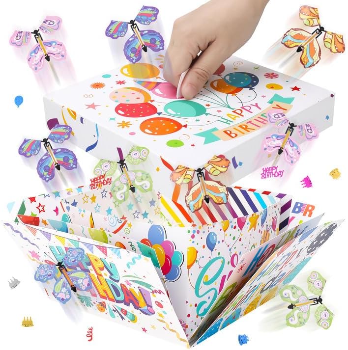Caja de Regalo Explosiva XLSXEXCL para Cumpleaños, Sorpresa de Mariposa Voladora, DIY, 7.9x7.9x5.1in, Ideal para Bodas, Día de las Madres y - imagen 1