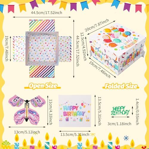 Caja de Regalo Explosiva XLSXEXCL para Cumpleaños, Sorpresa de Mariposa Voladora, DIY, 7.9x7.9x5.1in, Ideal para Bodas, Día de las Madres y - imagen 2