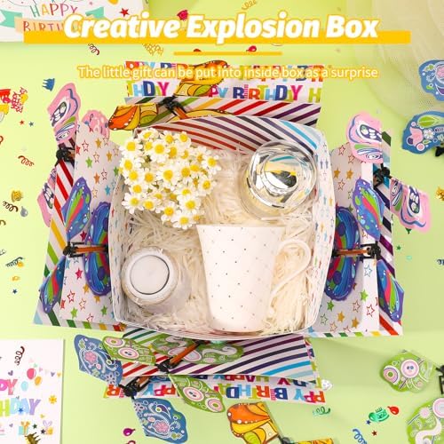 Caja de Regalo Explosiva XLSXEXCL para Cumpleaños, Sorpresa de Mariposa Voladora, DIY, 7.9x7.9x5.1in, Ideal para Bodas, Día de las Madres y - imagen 4
