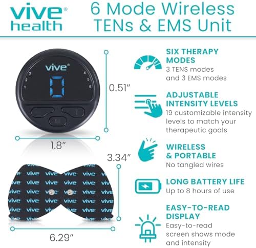 Unidad TENS Inalámbrica Vive 6 Modos - Estimulador Muscular para Alivio del Dolor y Recuperación - Portátil, Sin Cables, con 2 Electrodos, Pantalla - imagen 2