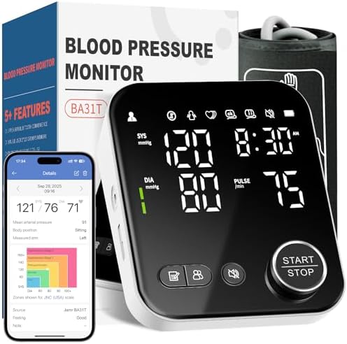 Monitor de Presión Arterial Inteligente con Bluetooth, Automático para Brazo Superior, Manguito Grande (22-42 cm), 2x120 Memoria, Pantalla LED - imagen 1