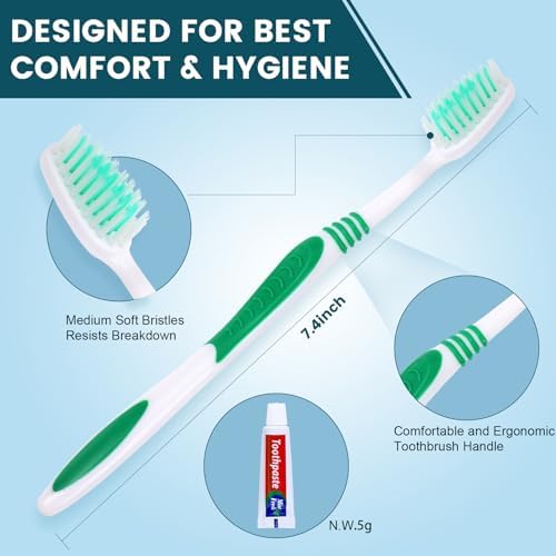 Cepillos de Dientes Desechables Navona 50 Piezas con Pasta Dental, Envuelto Individualmente, Mango Ergonómico, Cerda Suave Media, Ideal para Viajes y - imagen 3