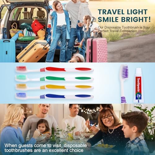 Cepillos de Dientes Desechables Navona 50 Piezas con Pasta Dental, Envuelto Individualmente, Mango Ergonómico, Cerda Suave Media, Ideal para Viajes y - imagen 6
