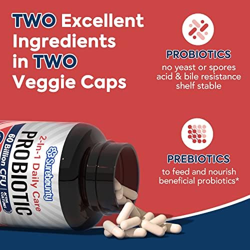 Surebounty Probióticos 60 Mil Millones CFU, 19 Cepas para Hombres y Mujeres, 100mg Prebiótico, Estables, 60 Cápsulas Veganas para Salud Digestiva e - imagen 3