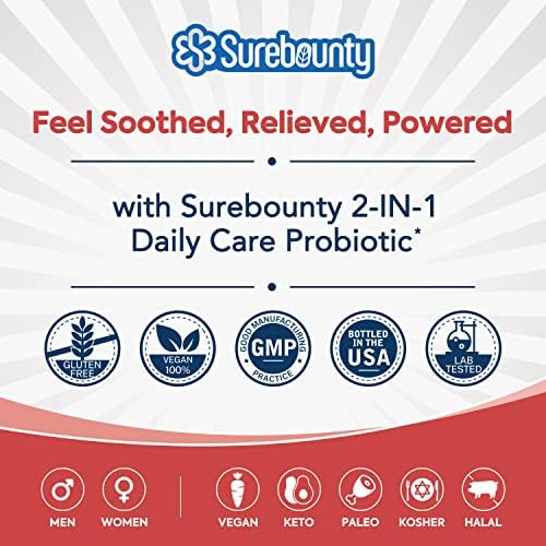 Surebounty Probióticos 60 Mil Millones CFU, 19 Cepas para Hombres y Mujeres, 100mg Prebiótico, Estables, 60 Cápsulas Veganas para Salud Digestiva e - imagen 7