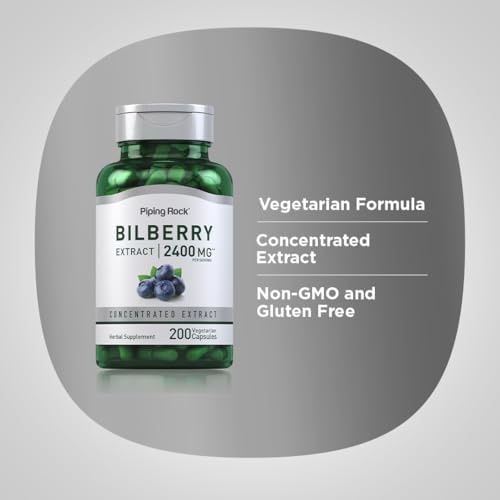 Cápsulas de Extracto de Arándano Bilberry Piping Rock | 200 Píldoras | Suplemento Herbal Vegetariano, Sin OGM, Sin Gluten - imagen 4