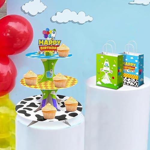 Bolsas de Regalo CHENRINDECO 24PCS con Patrón de Vaca para Fiesta de Cumpleaños, Bolsas de Papel Azul Cielo y Nubes Blancas con Asa, Suministros para - imagen 4