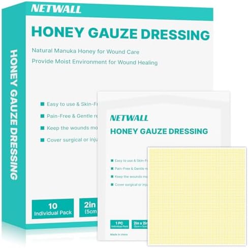 Apósitos de Miel de Manuka Estériles 2 x 2, Almohadillas de Gasa No Adherentes para Cuidado de Heridas, Paquete Individual de 10 Piezas - imagen 1