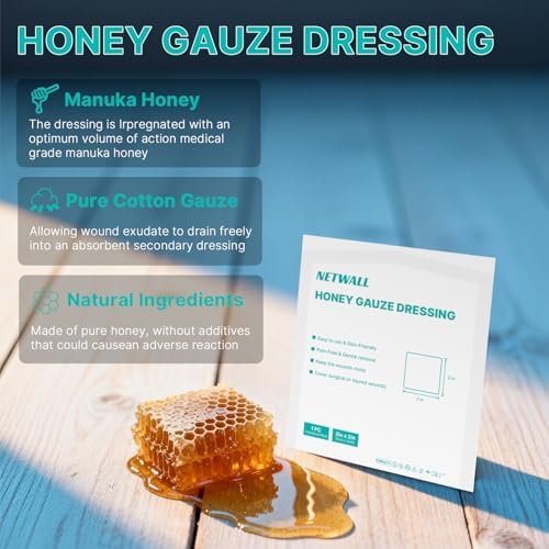 Apósitos de Miel de Manuka Estériles 2 x 2, Almohadillas de Gasa No Adherentes para Cuidado de Heridas, Paquete Individual de 10 Piezas - imagen 2
