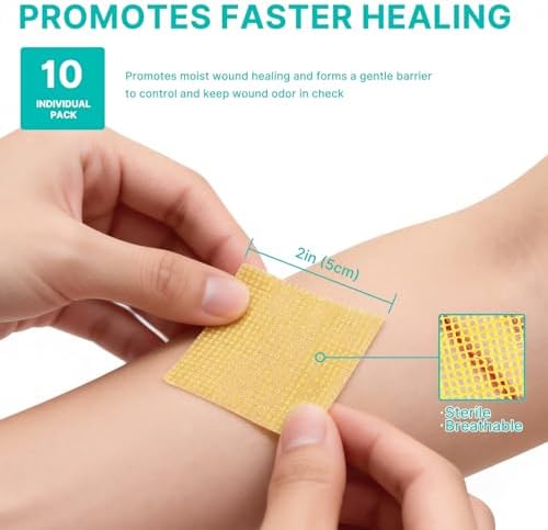 Apósitos de Miel de Manuka Estériles 2 x 2, Almohadillas de Gasa No Adherentes para Cuidado de Heridas, Paquete Individual de 10 Piezas - imagen 5
