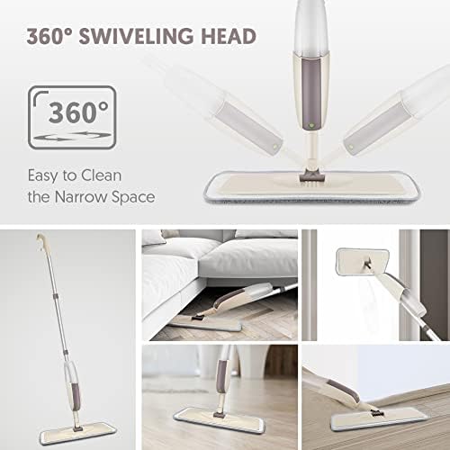 Mopa Spray HOMTOYOU para Limpieza de Pisos: Mopa Húmeda con 3 Paños de Microfibra Lavables para Madera, Vinil y Cerámica en Casa y Cocina - imagen 5