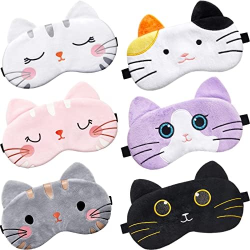 Máscara de Sueño para Niños Vicenpal 6 Pcs, Lindos Gatos, Cubierta Suave y Ligera para Ojos, Máscara Kawaii, Regalos para Fiestas de Cumpleaños - imagen 1