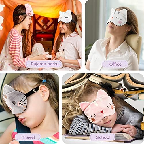 Máscara de Sueño para Niños Vicenpal 6 Pcs, Lindos Gatos, Cubierta Suave y Ligera para Ojos, Máscara Kawaii, Regalos para Fiestas de Cumpleaños - imagen 4