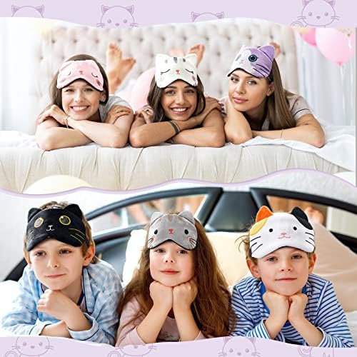Máscara de Sueño para Niños Vicenpal 6 Pcs, Lindos Gatos, Cubierta Suave y Ligera para Ojos, Máscara Kawaii, Regalos para Fiestas de Cumpleaños - imagen 5