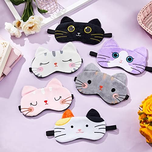 Máscara de Sueño para Niños Vicenpal 6 Pcs, Lindos Gatos, Cubierta Suave y Ligera para Ojos, Máscara Kawaii, Regalos para Fiestas de Cumpleaños - imagen 7