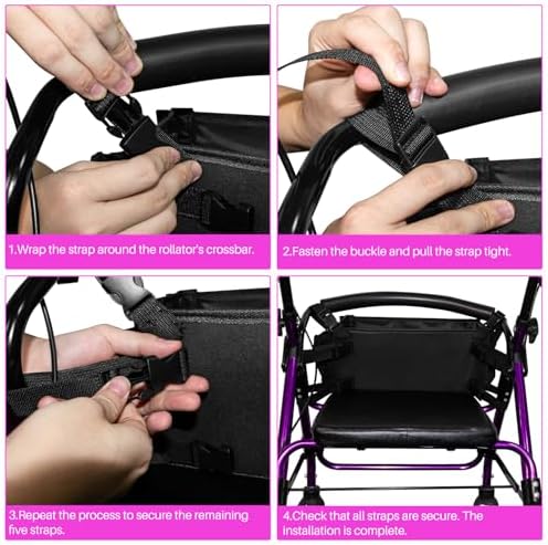Canasta Mejorada para Rollator con Soporte para Taza, Bolsa Grande de Accesorios para Andadores con Múltiples Bolsillos, Accesorios para Personas - imagen 5