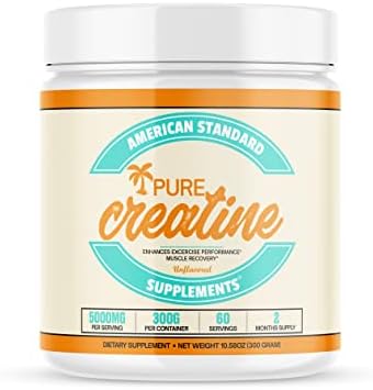 Suplementos American Standard Creatina Monohidratada Micronizada en Polvo - Sin Sabor - 5000mg por Porción - 60 Porciones (300g) - imagen 1