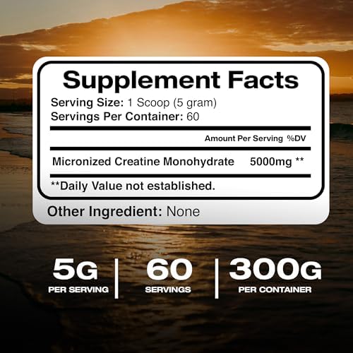 Suplementos American Standard Creatina Monohidratada Micronizada en Polvo - Sin Sabor - 5000mg por Porción - 60 Porciones (300g) - imagen 2