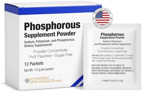 Suplementos de Fósforo en 12 Paquetes, Polvo Dietético con Fosfato de Sodio y Fosfato de Potasio, Sabor Frutal para Salud de Huesos y Riñones - imagen 1