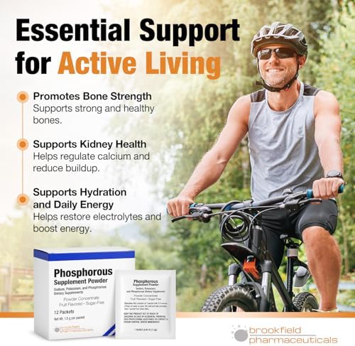 Suplementos de Fósforo en 12 Paquetes, Polvo Dietético con Fosfato de Sodio y Fosfato de Potasio, Sabor Frutal para Salud de Huesos y Riñones - imagen 3