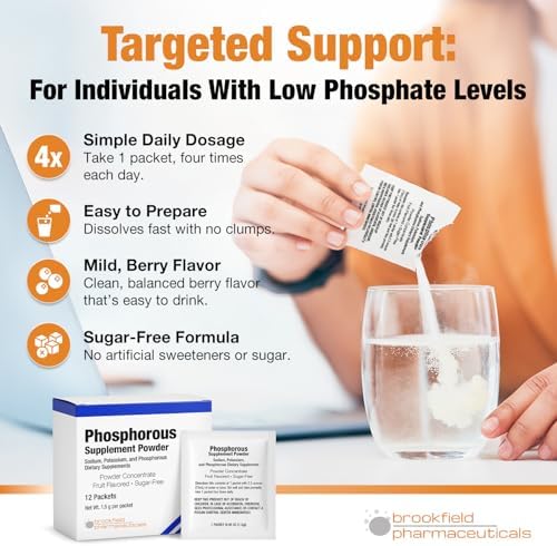 Suplementos de Fósforo en 12 Paquetes, Polvo Dietético con Fosfato de Sodio y Fosfato de Potasio, Sabor Frutal para Salud de Huesos y Riñones - imagen 5