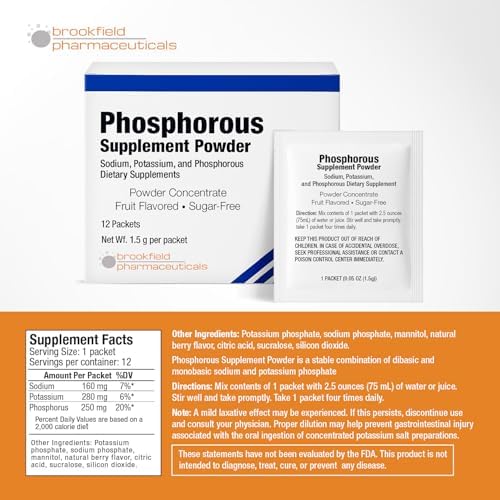 Suplementos de Fósforo en 12 Paquetes, Polvo Dietético con Fosfato de Sodio y Fosfato de Potasio, Sabor Frutal para Salud de Huesos y Riñones - imagen 6