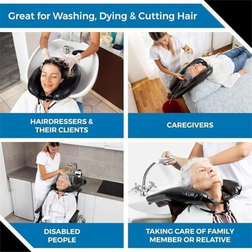Tazón de Champú Portátil Inflable, Estación de Lavado de Cabello para Niños, Ideal para Hogar, Hospital, Personas con Discapacidad y Pacientes - imagen 4