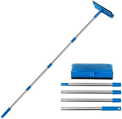 Limpiaparabrisas Profesional 2 en 1 con Mango de Acero Inoxidable, Esponja para Ventanas de Auto, Ideal para Gasolineras y Duchas (Mango de 68) - imagen 1