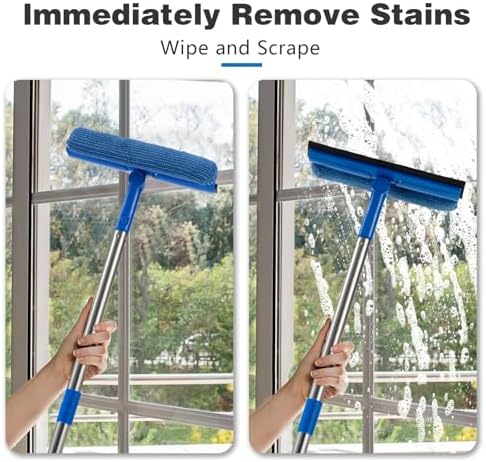 Limpiaparabrisas Profesional 2 en 1 con Mango de Acero Inoxidable, Esponja para Ventanas de Auto, Ideal para Gasolineras y Duchas (Mango de 68) - imagen 2
