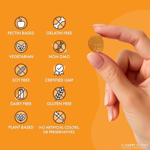 Gomitas Be Happy Be You de Cúrcuma y Jengibre – Soporte para Articulaciones y Movilidad – Mezcla Antioxidante Natural – Veganas, No GMO, Sin Gelatina - imagen 5