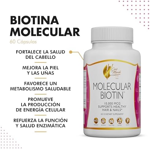 Cocó March N.M.D Biotina Molecular - 10,000 mcg, Apoya el Cabello y Uñas Saludables - Libre de Gluten, Soja, Lácteos, Paleo y Vegano, 60 Porciones - imagen 4