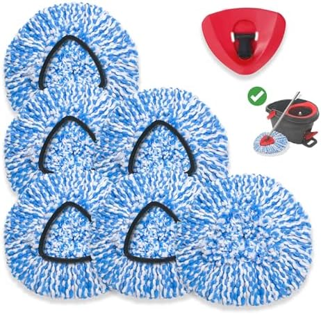 Cabezal de Repuesto kCarpoly 6+1 para Mopas Giratorias Compatible con O-Ceda EasyWring, Uso Seco y Húmedo, Microfibra para Núcleo de 5.9in (Azul) - imagen 1