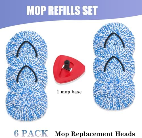 Cabezal de Repuesto kCarpoly 6+1 para Mopas Giratorias Compatible con O-Ceda EasyWring, Uso Seco y Húmedo, Microfibra para Núcleo de 5.9in (Azul) - imagen 5