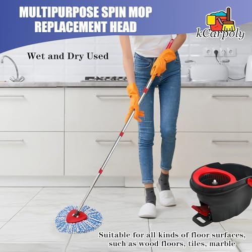 Cabezal de Repuesto kCarpoly 6+1 para Mopas Giratorias Compatible con O-Ceda EasyWring, Uso Seco y Húmedo, Microfibra para Núcleo de 5.9in (Azul) - imagen 6